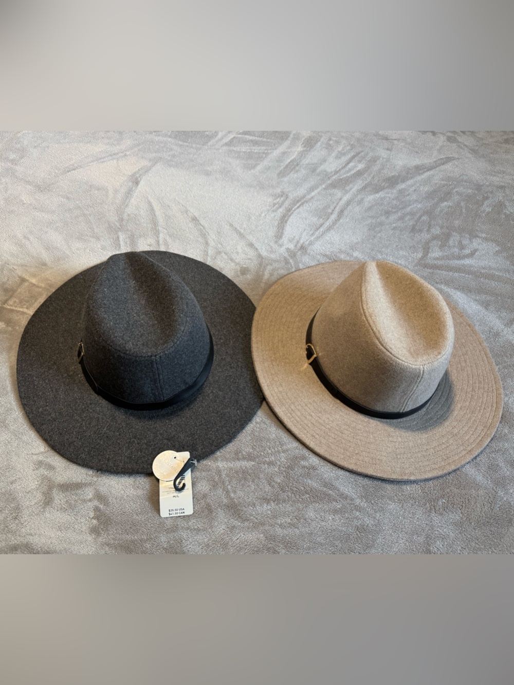 Torrid Women’s Wide Brim Felt Oversized Adjustable Hats - Dark Gray & Tan